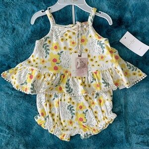 Jessica Simpson Baby Girl 2 Piece Yellow Floral Set Size 12 Months